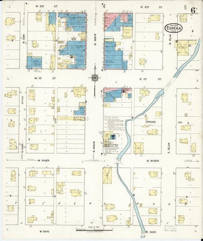 Sanborn Fire Insurance Map from Eureka, Greenwood County, Kansas (1917), Sheet #0006 - Complete Map Set gallery image, historic Sanborn map, vintage wall art, Kansas Kansas