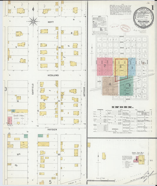 Sanborn Fire Insurance Map from Holdrege, Phelps County, Nebraska (1899), Sheet #0001 - Complete Map Set gallery image, historic Sanborn map, vintage wall art, Nebraska Nebraska