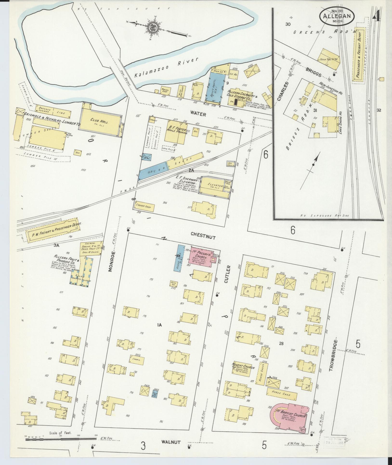Sanborn Fire Insurance Map from Allegan, Allegan County, Michigan (1911), Sheet #0004 - Complete Map Set gallery image, historic Sanborn map, vintage wall art, Michigan Michigan
