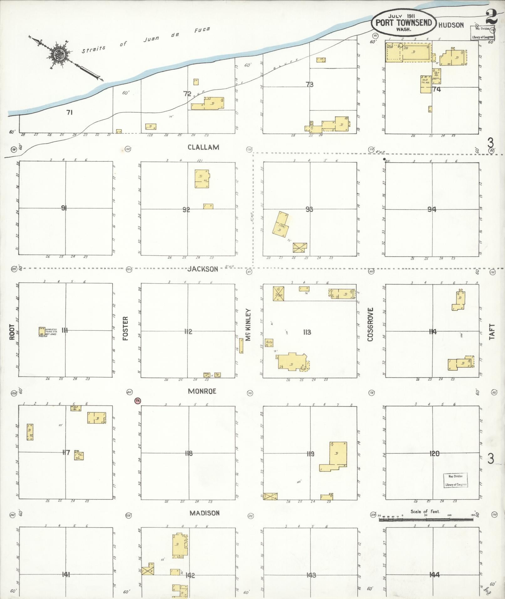 Sanborn Fire Insurance Map from Port Townsend, Jefferson County, Washington (1911), Sheet #0002 - Complete Map Set gallery image, historic Sanborn map, vintage wall art, Washington Washington