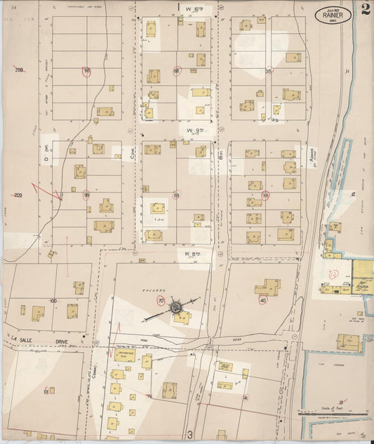 Sanborn Fire Insurance Map from Rainier, Columbia County, Oregon (1931), Sheet #0002 - Historic Sanborn Fire Insurance Map Print, vintage old map wall art, antique decor, genealogy gift, Oregon Oregon map