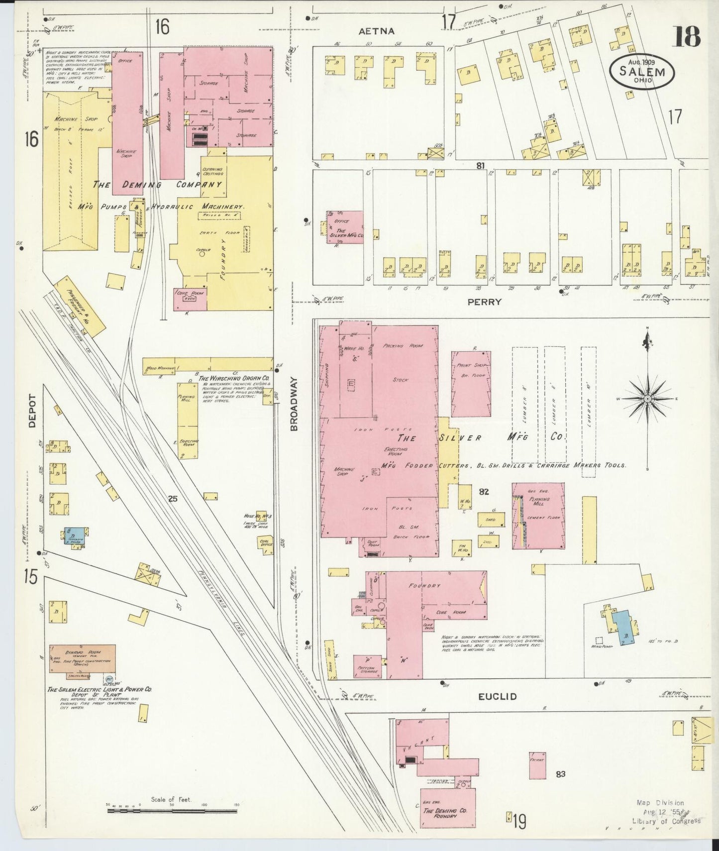 Sanborn Fire Insurance Map from Salem, Columbiana County, Ohio (1909), Sheet #0018 - Complete Map Set gallery image, historic Sanborn map, vintage wall art, Ohio Ohio