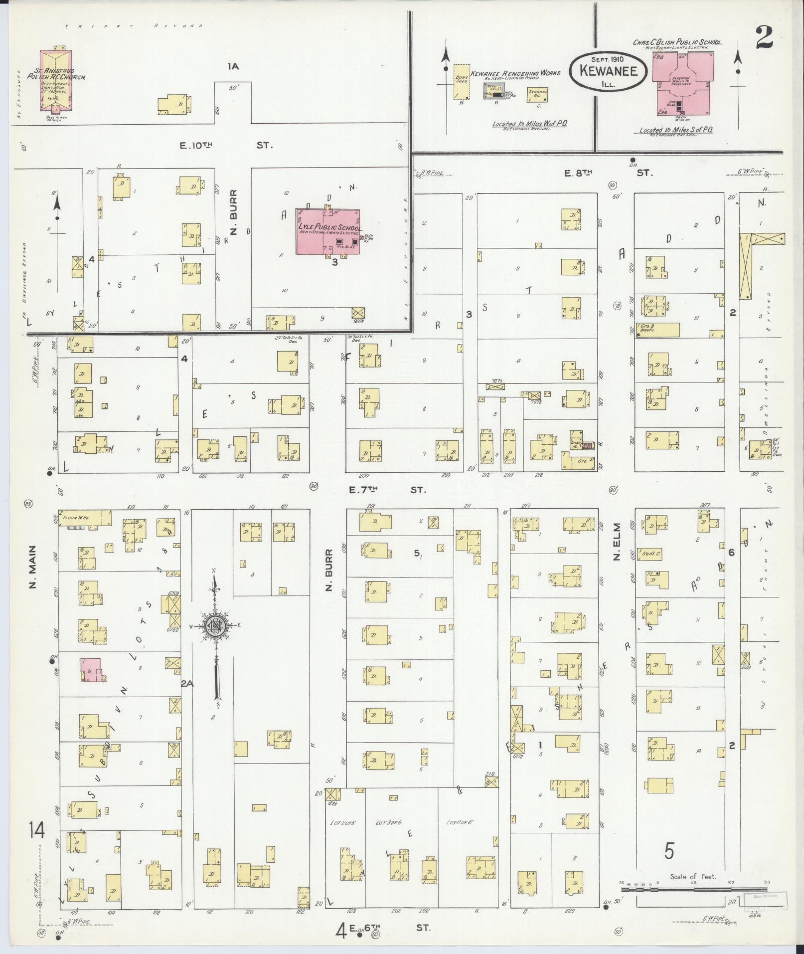 Sanborn Fire Insurance Map from Kewanee, Henry County, Illinois (1910), Sheet #0002 - Complete Map Set gallery image, historic Sanborn map, vintage wall art, Illinois Illinois