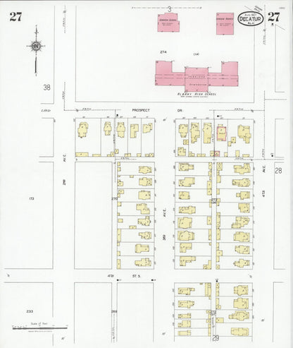Sanborn Fire Insurance Map from Decatur, Morgan County, Alabama (1927), Sheet #0027 - Complete Map Set gallery image, historic Sanborn map, vintage wall art, Alabama Alabama