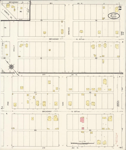 Sanborn Fire Insurance Map from Buhl, Twin Falls County, Idaho (1922), Sheet #0002 - Historic Sanborn Fire Insurance Map Print, vintage old map wall art, antique decor, genealogy gift, Falls Idaho map