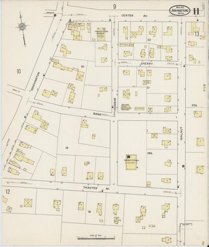 Sanborn Fire Insurance Map from Abington, Plymouth County, Massachusetts (1915), Sheet #0011 - Complete Map Set gallery image, historic Sanborn map, vintage wall art, Massachusetts Massachusetts