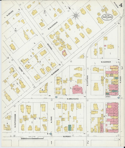 Sanborn Fire Insurance Map from Harvard, McHenry County, Illinois (1902), Sheet #0004 - Historic Sanborn Fire Insurance Map Print, vintage old map wall art, antique decor, genealogy gift, Illinois Illinois map