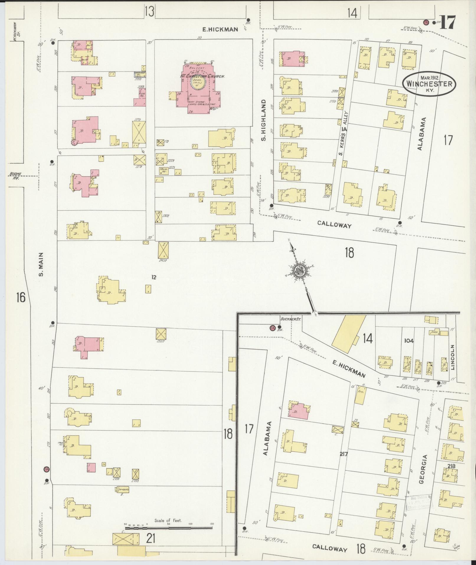 Sanborn Fire Insurance Map from Winchester, Clark County, Kentucky (1912), Sheet #0017 - Complete Map Set gallery image, historic Sanborn map, vintage wall art, Kentucky Kentucky