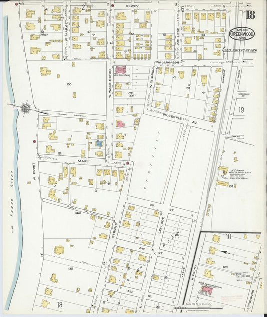 Sanborn Fire Insurance Map from Greenwood, Leflore County, Mississippi (1918), Sheet #0018 - Historic Sanborn Fire Insurance Map Print, vintage old map wall art, antique decor, genealogy gift, Mississippi Mississippi map