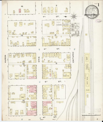 Sanborn Fire Insurance Map from Missouri Valley, Harrison County, Iowa (1886), Sheet #0001 - Historic Sanborn Fire Insurance Map Print