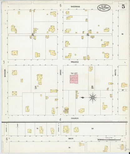 Sanborn Fire Insurance Map from Pilot Point, Denton County, Texas (1907), Sheet #0005 - Complete Map Set gallery image, historic Sanborn map, vintage wall art, Texas Texas