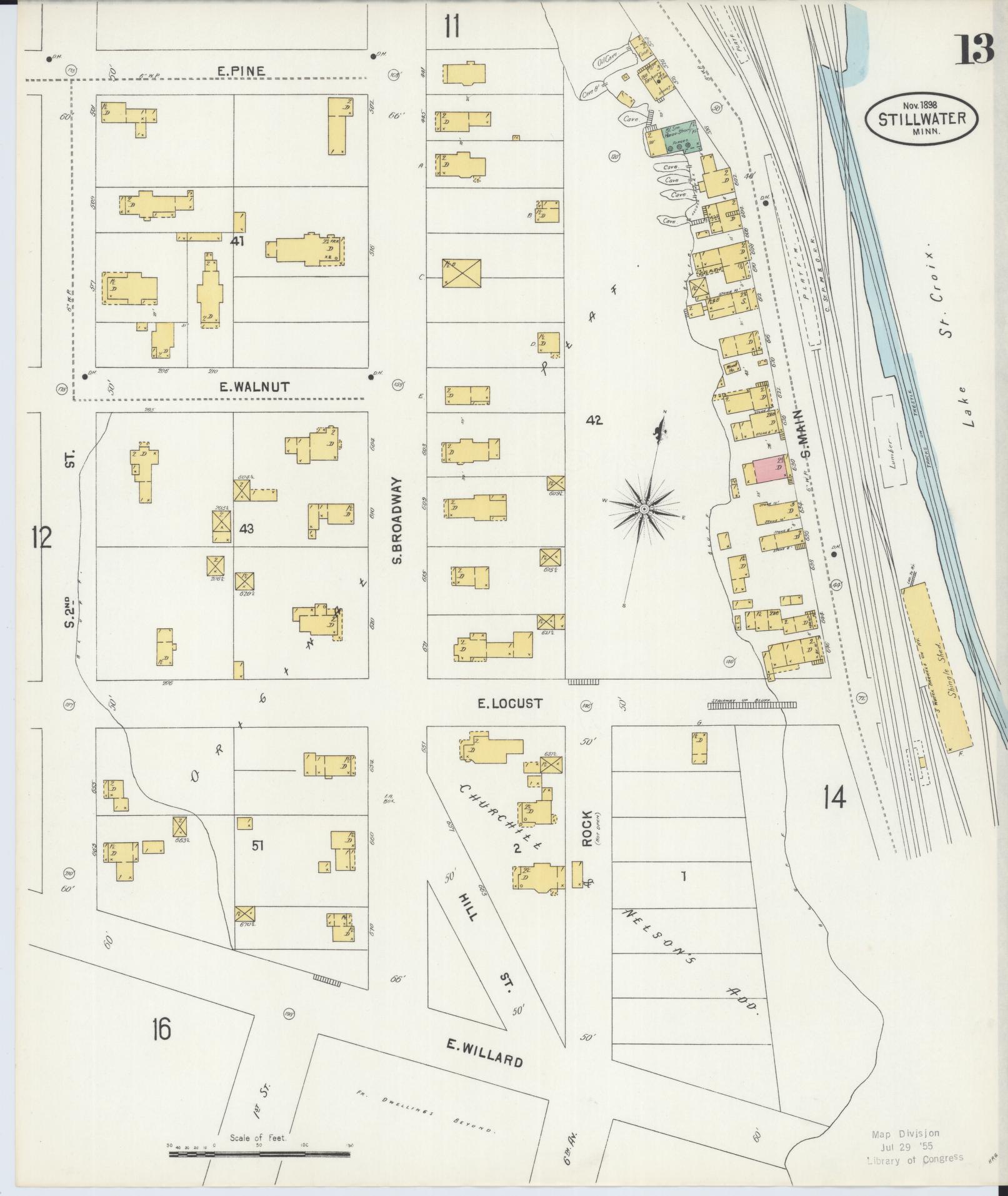 Sanborn Fire Insurance Map from Stillwater, Washington County, Minnesota (1898), Sheet #0013 - Complete Map Set gallery image, historic Sanborn map, vintage wall art, Minnesota Minnesota