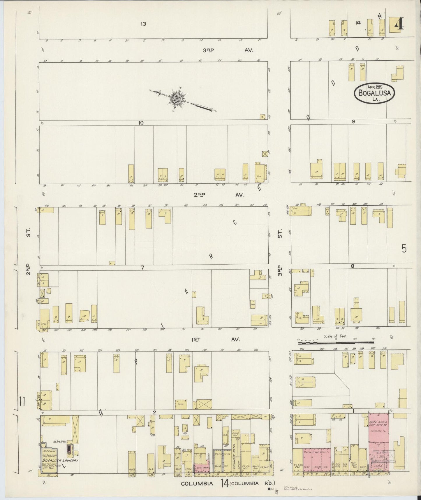 Sanborn Fire Insurance Map from Bogalusa, Washington Parish, Louisiana (1915), Sheet #0004 - Complete Map Set gallery image, historic Sanborn map, vintage wall art, Louisiana Louisiana