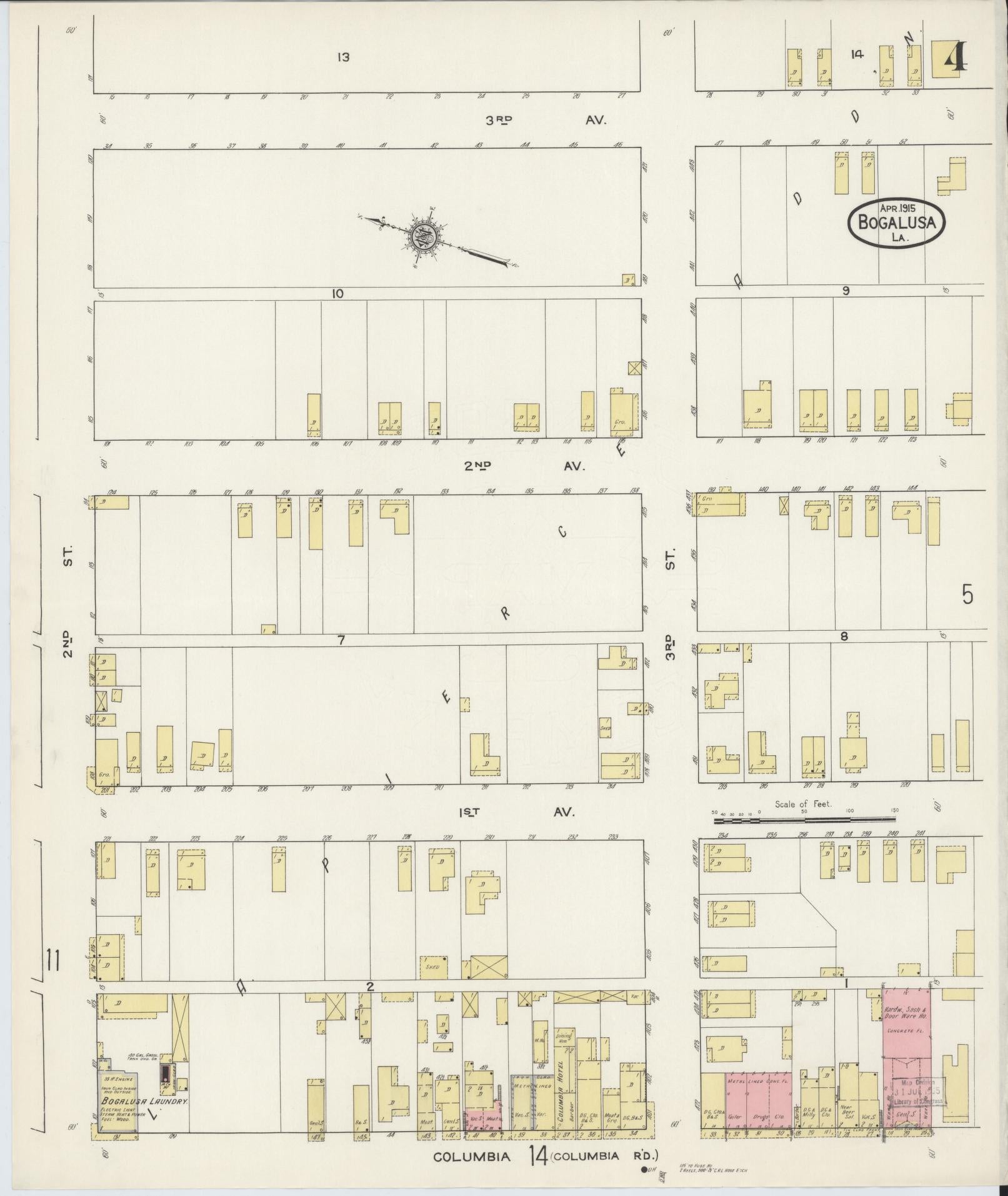 Sanborn Fire Insurance Map from Bogalusa, Washington Parish, Louisiana (1915), Sheet #0004 - Complete Map Set gallery image, historic Sanborn map, vintage wall art, Louisiana Louisiana