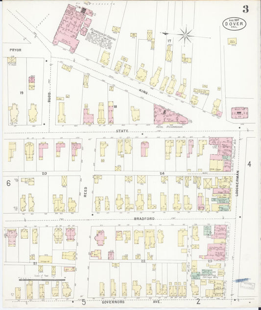 Sanborn Fire Insurance Map from Dover, Kent County, Delaware (1897), Sheet #0003 - Historic Sanborn Fire Insurance Map Print, vintage old map wall art, antique decor, genealogy gift, Delaware Delaware map