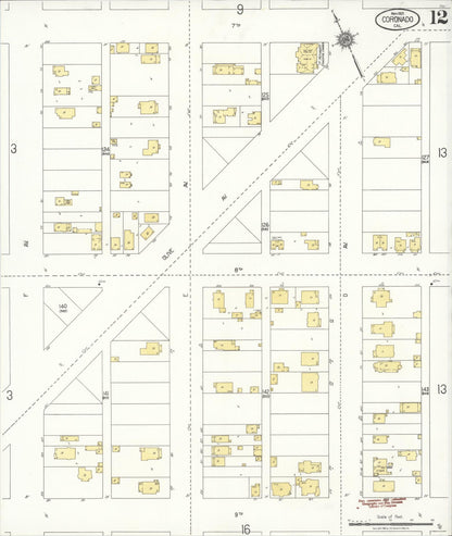 Sanborn Fire Insurance Map from Coronado, San Diego County, California (1921), Sheet #0012 - Complete Map Set gallery image, historic Sanborn map, vintage wall art, California California