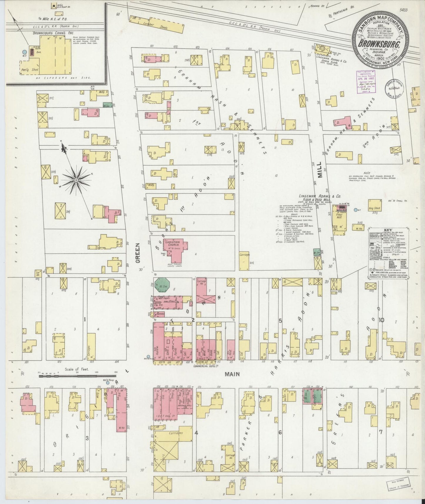 Sanborn Fire Insurance Map from Brownsburg, Hendricks County, Indiana. (1902) – Historic Sanborn Fire Insurance Map Print