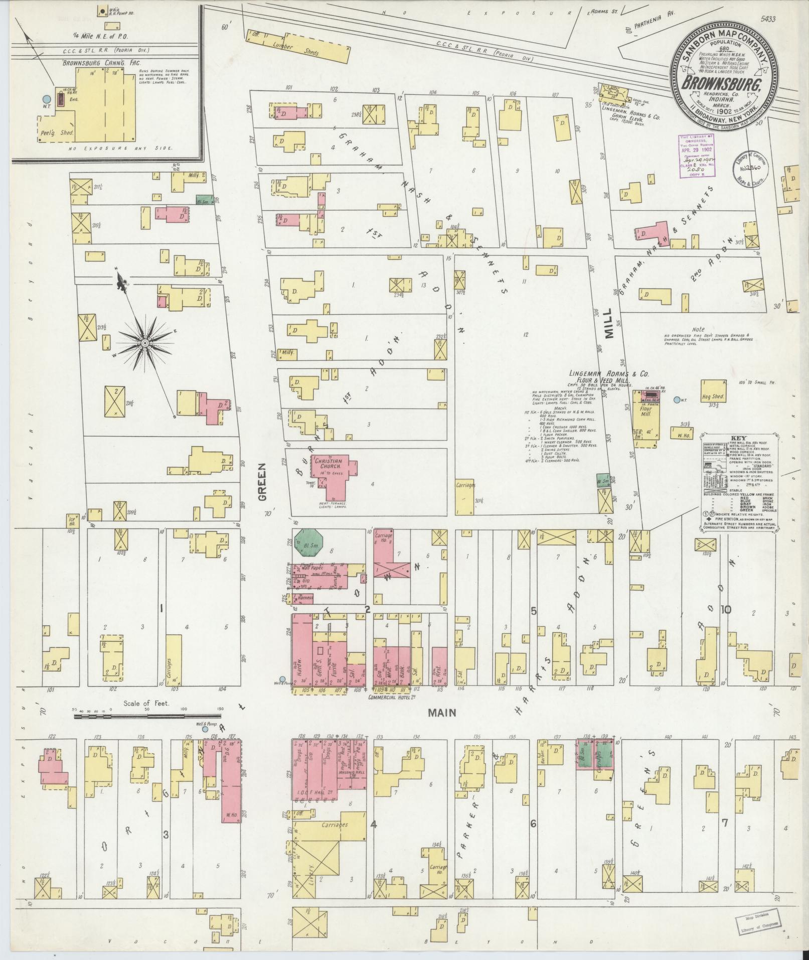 Sanborn Fire Insurance Map from Brownsburg, Hendricks County, Indiana. (1902) – Historic Sanborn Fire Insurance Map Print