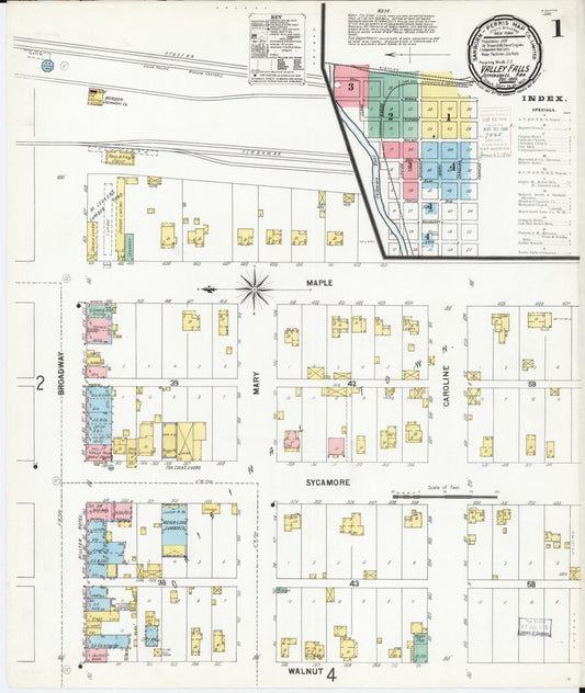 Sanborn Fire Insurance Map from Valley Falls, Jefferson County, Kansas (1899), Sheet #0001 - Complete Map Set gallery image, historic Sanborn map, vintage wall art, Kansas Kansas