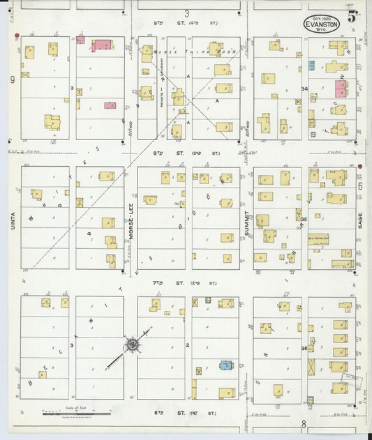 Sanborn Fire Insurance Map from Evanston, Uinta County, Wyoming (1920), Sheet #0005 - Historic Sanborn Fire Insurance Map Print, vintage old map wall art, antique decor, genealogy gift, Wyoming Wyoming map
