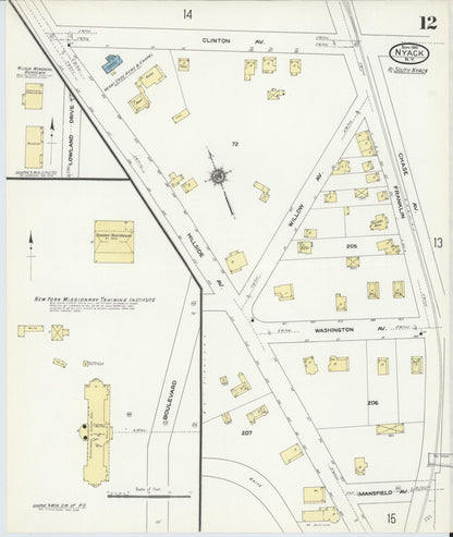 Sanborn Fire Insurance Map from Nyack, Rockland County, New York (1910), Sheet #0012 - Complete Map Set gallery image, historic Sanborn map, vintage wall art, New York New York