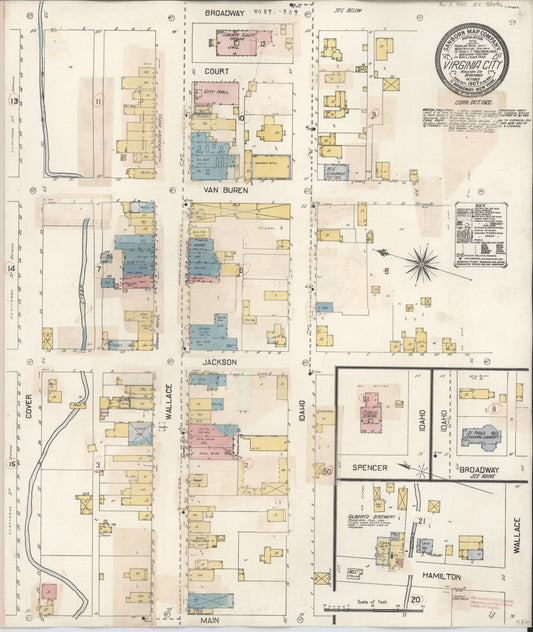 Sanborn Fire Insurance Map from Virginia City, Madison County, Montana (1927), Sheet #0001 - Historic Sanborn Fire Insurance Map Print, vintage old map wall art, antique decor, genealogy gift, Montana Montana map