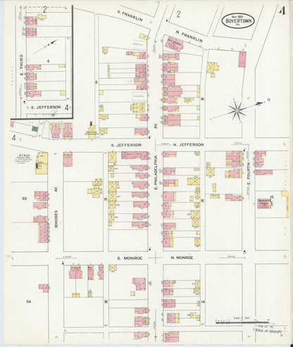 Sanborn Fire Insurance Map from Boyertown, Berks County, Pennsylvania (1909), Sheet #0004 - Complete Map Set gallery image, historic Sanborn map, vintage wall art, Pennsylvania Pennsylvania
