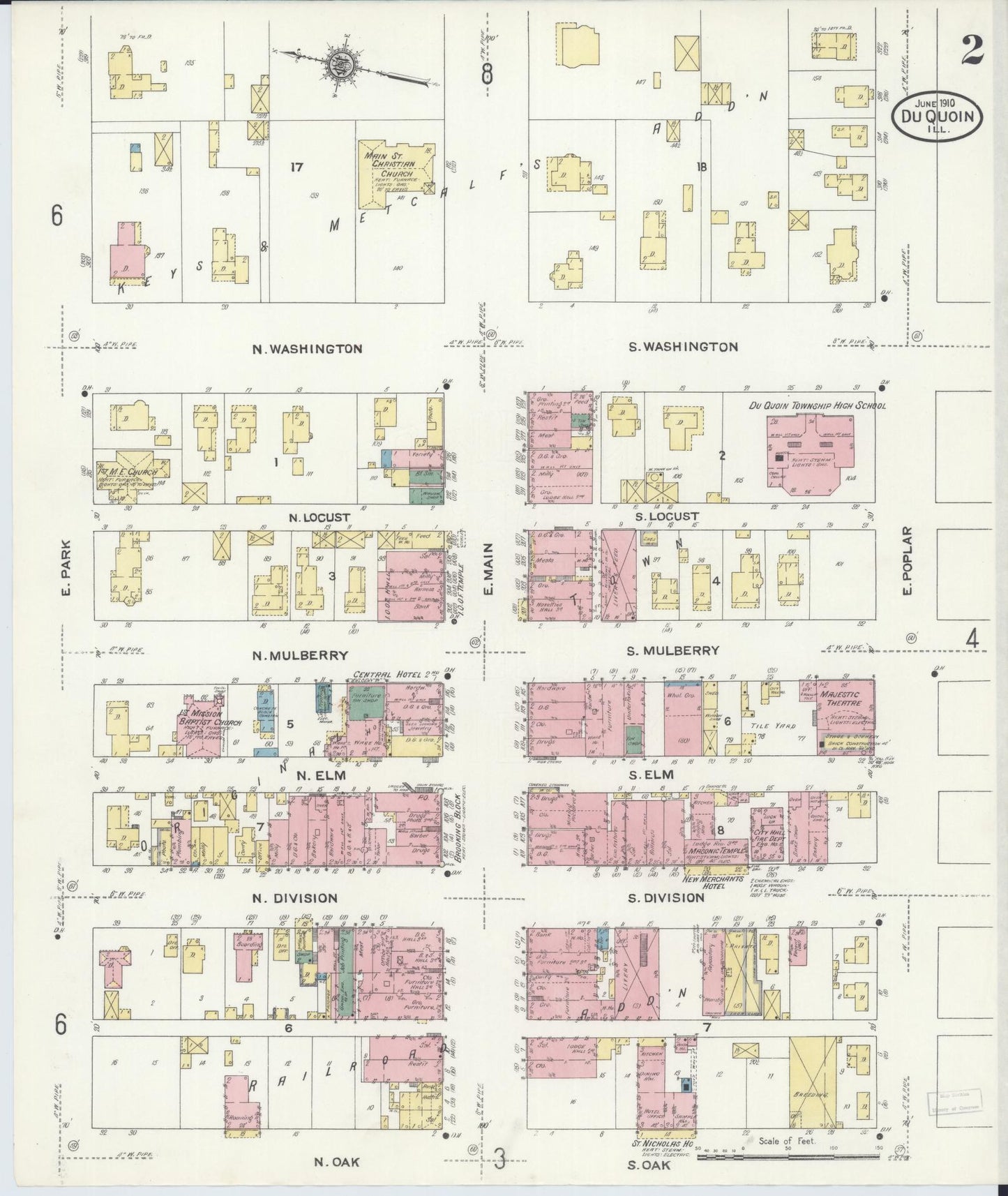 Sanborn Fire Insurance Map from Du Quoin, Perry County, Illinois (1910), Sheet #0002 - Complete Map Set gallery image, historic Sanborn map, vintage wall art, Illinois Illinois