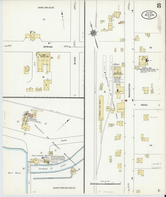 Sanborn Fire Insurance Map from Avon, Livingston County, New York (1910), Sheet #0008 - Historic Sanborn Fire Insurance Map Print, vintage old map wall art, antique decor, genealogy gift, New York New York map