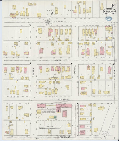 Sanborn Fire Insurance Map from Mankato, Blue Earth County, Minnesota (1894), Sheet #0014 - Historic Sanborn Fire Insurance Map Print, vintage old map wall art, antique decor, genealogy gift, Minnesota Minnesota map