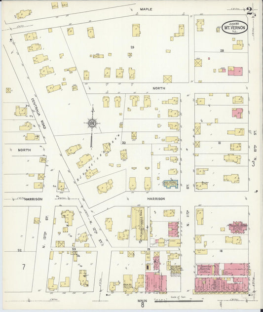 Sanborn Fire Insurance Map from Mount Vernon, Jefferson County, Illinois (1913), Sheet #0002 - Historic Sanborn Fire Insurance Map Print, vintage old map wall art, antique decor, genealogy gift, Illinois Illinois map