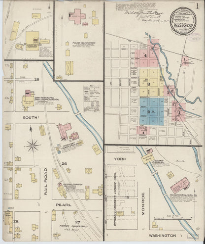 Sanborn Fire Insurance Map from Rochester, Fulton County, Indiana (1885), Sheet #0001 - Complete Map Set gallery image, historic Sanborn map, vintage wall art, Indiana Indiana