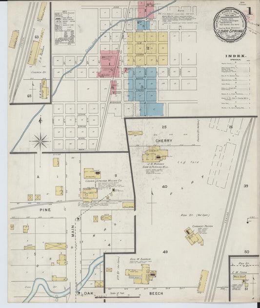Sanborn Fire Insurance Map from Cedar Springs, Kent County, Michigan (1894), Sheet #0001 - Historic Sanborn Fire Insurance Map Print, vintage old map wall art, antique decor, genealogy gift, Michigan Michigan map
