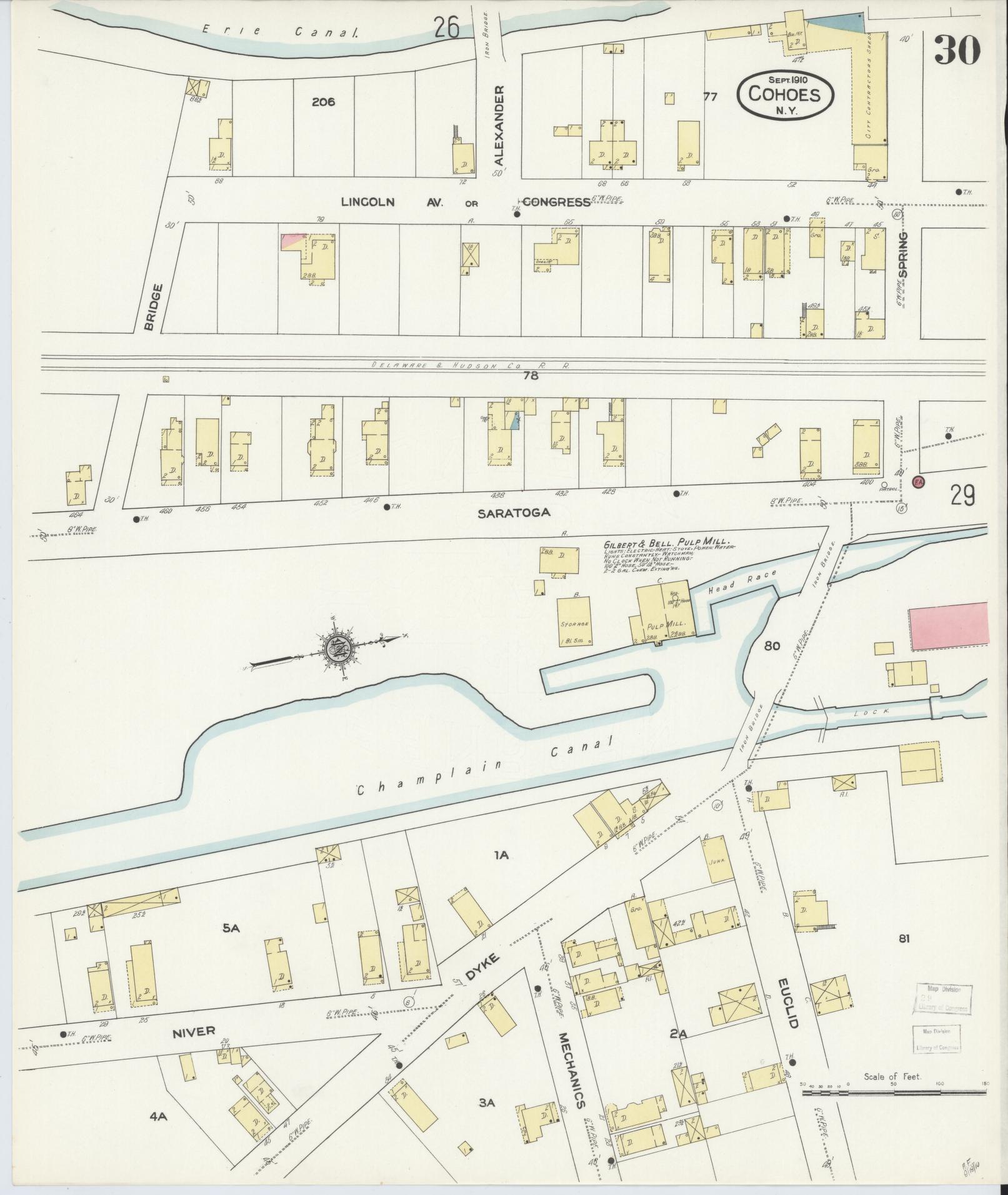 Sanborn Fire Insurance Map from Cohoes, Albany County, New York (1910), Sheet #0030 - Complete Map Set gallery image, historic Sanborn map, vintage wall art, New York New York