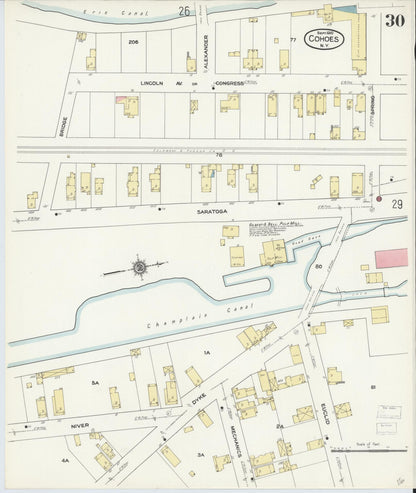 Sanborn Fire Insurance Map from Cohoes, Albany County, New York (1910), Sheet #0030 - Complete Map Set gallery image, historic Sanborn map, vintage wall art, New York New York