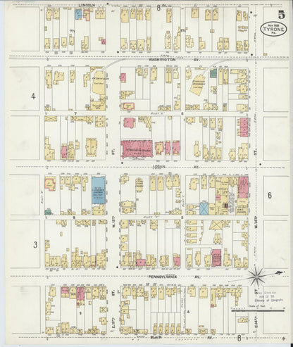 Sanborn Fire Insurance Map from Tyrone, Blair County, Pennsylvania (1906), Sheet #0005 - Complete Map Set gallery image, historic Sanborn map, vintage wall art, Pennsylvania Pennsylvania