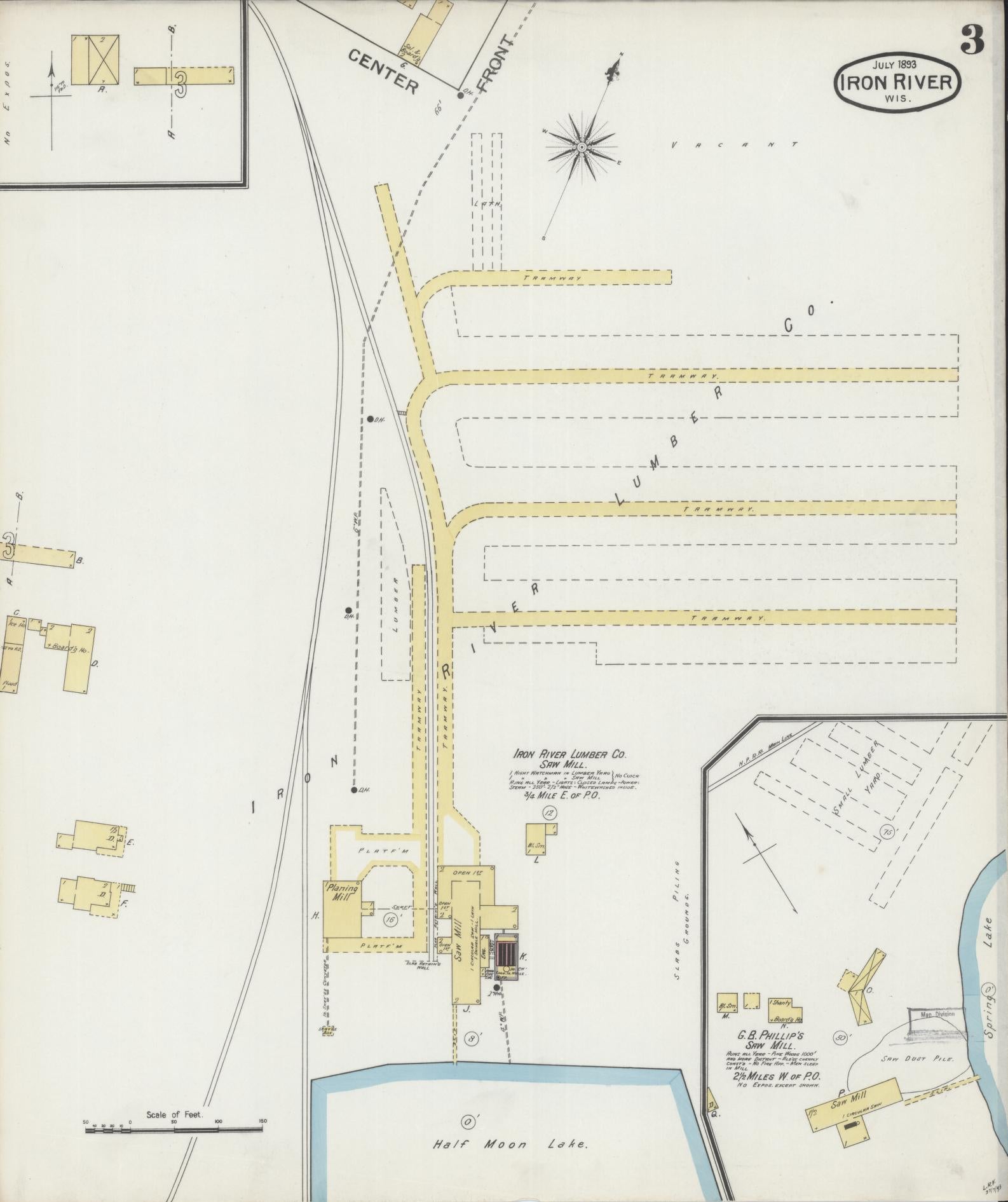 Sanborn Fire Insurance Map from Iron River, Bayfield County, Wisconsin (1893), Sheet #0003 - Historic Sanborn Fire Insurance Map Print, vintage old map wall art, antique decor, genealogy gift, Wisconsin Wisconsin map