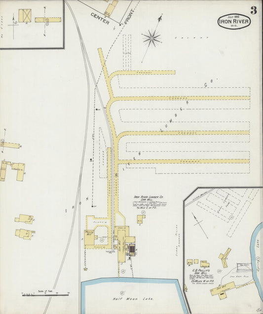 Sanborn Fire Insurance Map from Iron River, Bayfield County, Wisconsin (1893), Sheet #0003 - Historic Sanborn Fire Insurance Map Print, vintage old map wall art, antique decor, genealogy gift, Wisconsin Wisconsin map