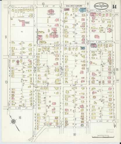 Sanborn Fire Insurance Map from Bowling Green, Warren County, Kentucky (1914), Sheet #0014 - Complete Map Set gallery image, historic Sanborn map, vintage wall art, Kentucky Kentucky