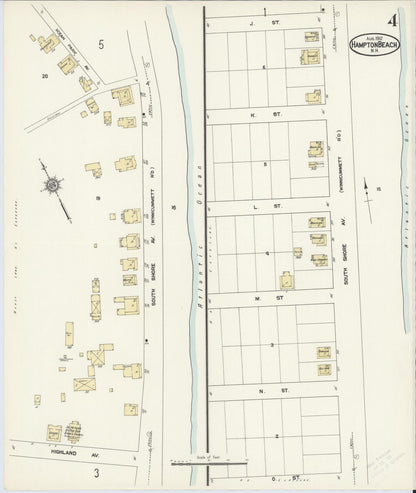 Sanborn Fire Insurance Map from Hampton Beach, Rockingham County, New Hampshire (1912), Sheet #0004 - Complete Map Set gallery image, historic Sanborn map, vintage wall art, New Hampshire New Hampshire