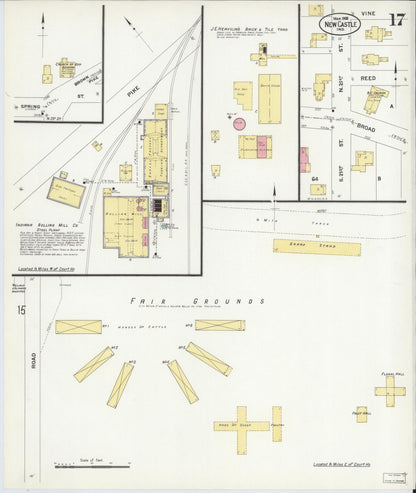 Sanborn Fire Insurance Map from New Castle, Henry County, Indiana (1908), Sheet #0017 - Historic Sanborn Fire Insurance Map Print, vintage old map wall art, antique decor, genealogy gift, Indiana Indiana map