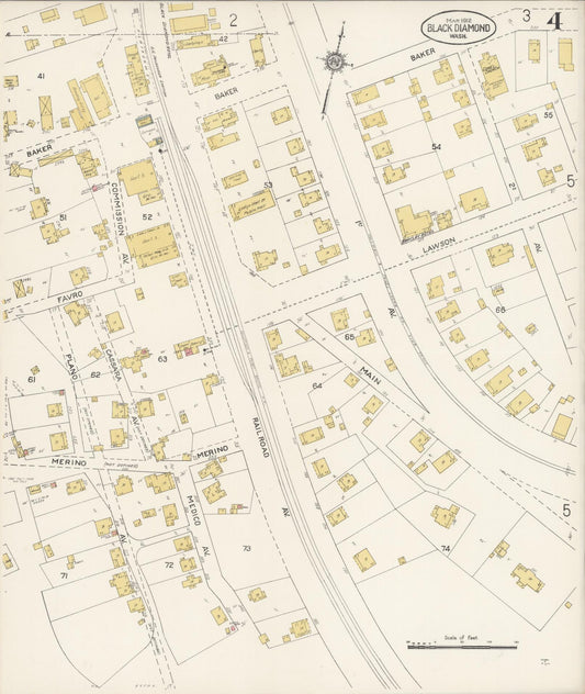 Sanborn Fire Insurance Map from Black Diamond, King County, Washington (1912), Sheet #0004 - Historic Sanborn Fire Insurance Map Print, vintage old map wall art, antique decor, genealogy gift, Washington Washington map