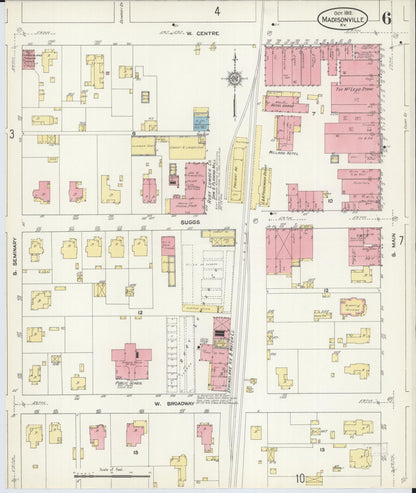 Sanborn Fire Insurance Map from Madisonville, Hopkins County, Kentucky (1912), Sheet #0006 - Complete Map Set gallery image, historic Sanborn map, vintage wall art, Kentucky Kentucky