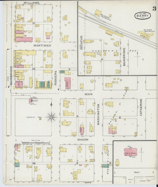 Sanborn Fire Insurance Map from Barry, Pike County, Illinois (1894), Sheet #0003 - Historic Sanborn Fire Insurance Map Print, vintage old map wall art, antique decor, genealogy gift, Illinois Illinois map