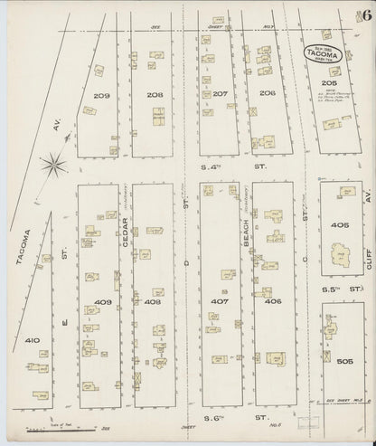 Sanborn Fire Insurance Map from Tacoma, Pierce County, Washington (1885), Sheet #0006 - Complete Map Set gallery image, historic Sanborn map, vintage wall art, Washington Washington