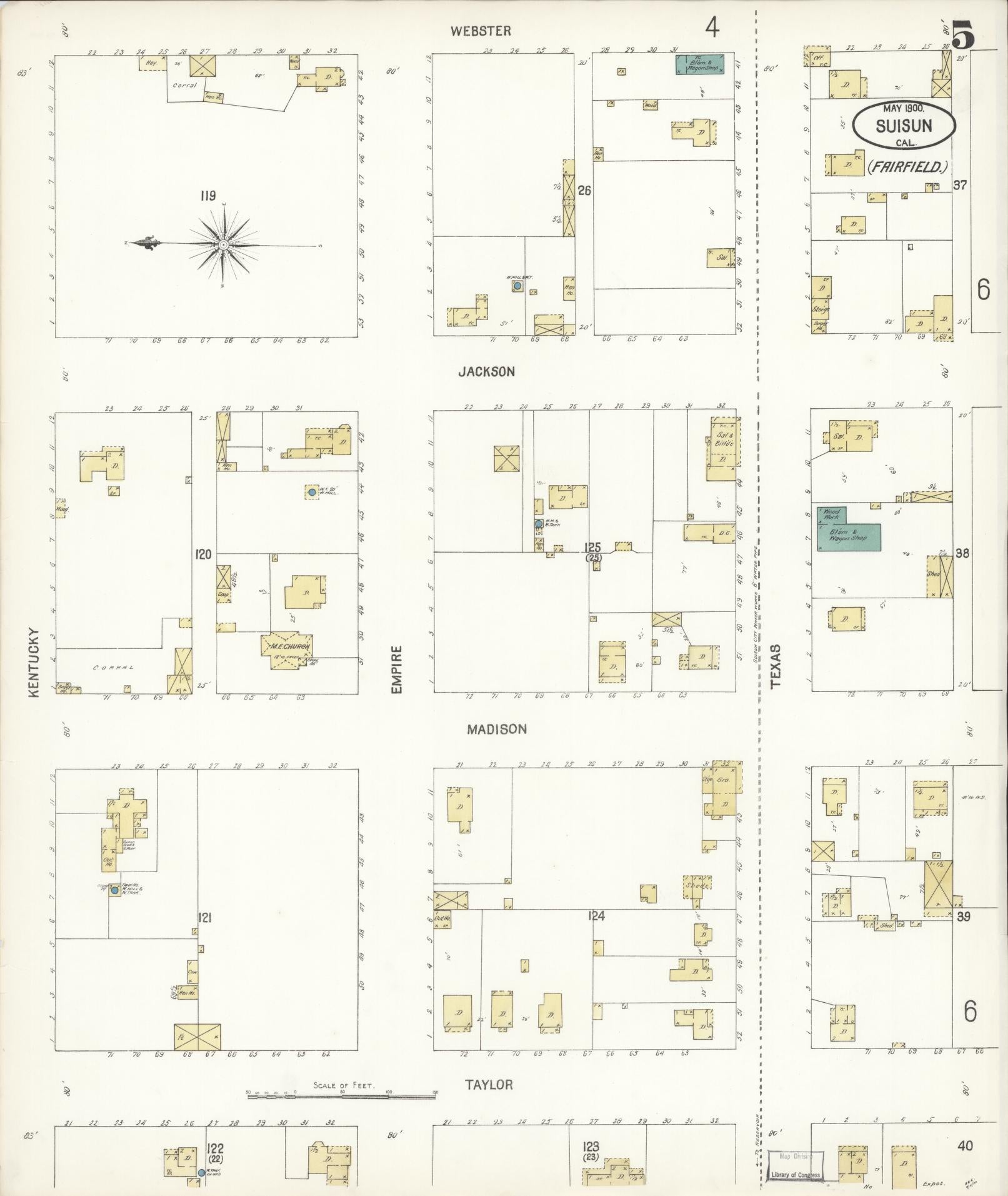 Sanborn Fire Insurance Map from Suisun, Solano County, California (1900), Sheet #0005 - Complete Map Set gallery image, historic Sanborn map, vintage wall art, California California