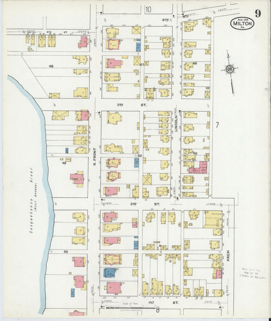 Sanborn Fire Insurance Map from Milton, Northumberland County, Pennsylvania (1918), Sheet #0009 - Historic Sanborn Fire Insurance Map Print, vintage old map wall art, antique decor, genealogy gift, Pennsylvania Pennsylvania map
