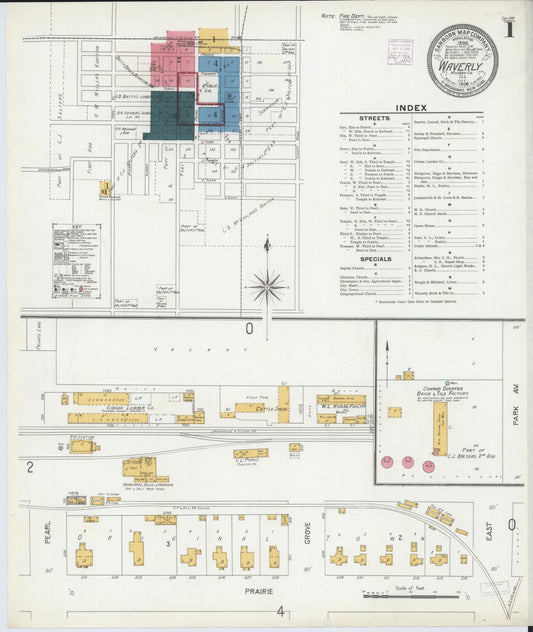 Sanborn Fire Insurance Map from Waverly, Morgan County, Illinois (1906), Sheet #0001 - Historic Sanborn Fire Insurance Map Print, vintage old map wall art, antique decor, genealogy gift, Illinois Illinois map