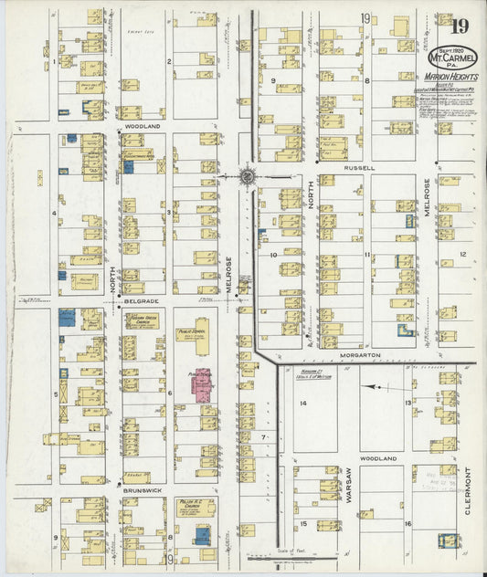 Sanborn Fire Insurance Map from Mount Carmel, Northumberland County, Pennsylvania (1920), Sheet #0019 - Historic Sanborn Fire Insurance Map Print, vintage old map wall art, antique decor, genealogy gift, Pennsylvania Pennsylvania map