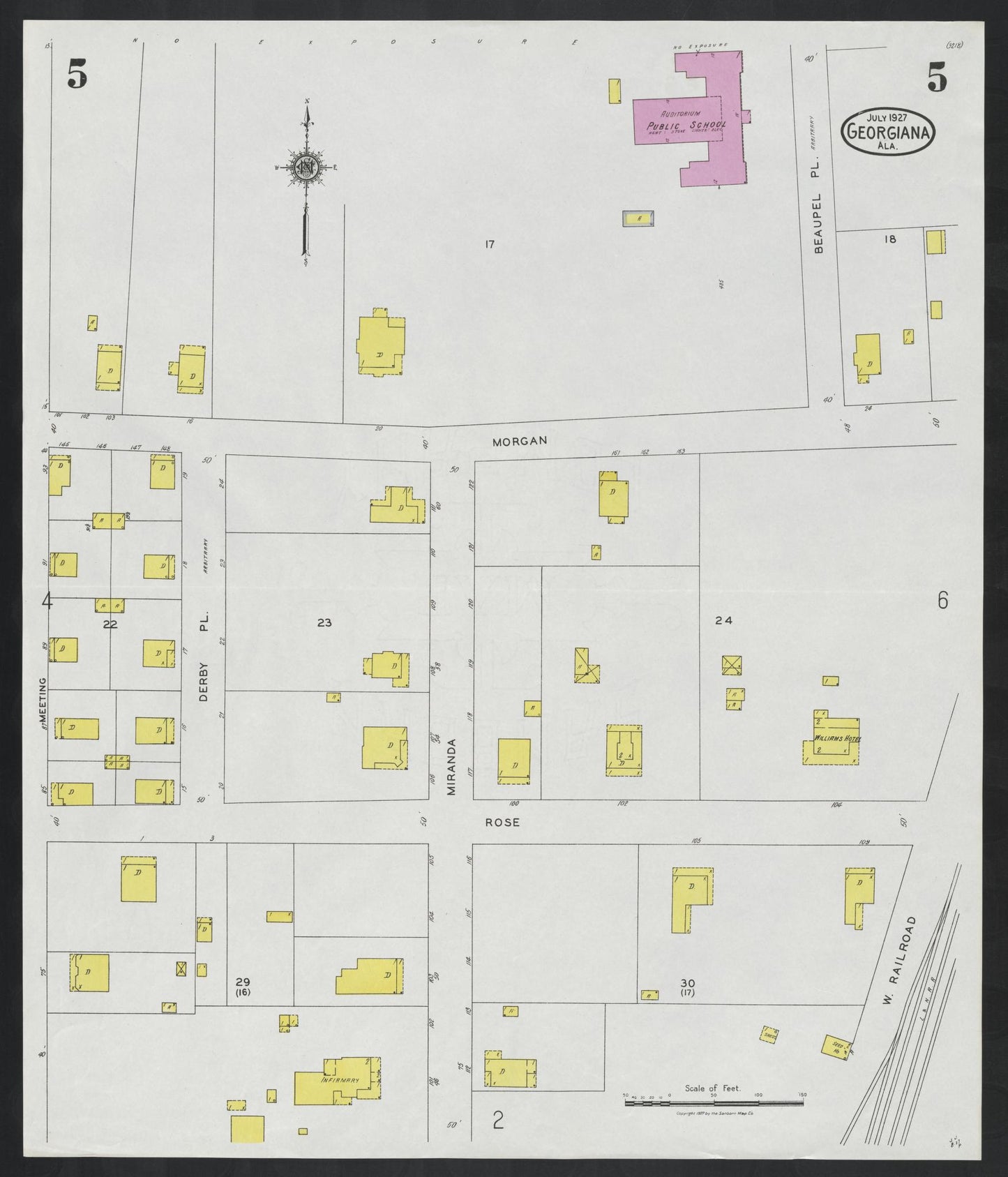 Sanborn Fire Insurance Map from Georgiana, Butler County, Alabama (1927), Sheet #0005 - Complete Map Set gallery image, historic Sanborn map, vintage wall art, Alabama Alabama